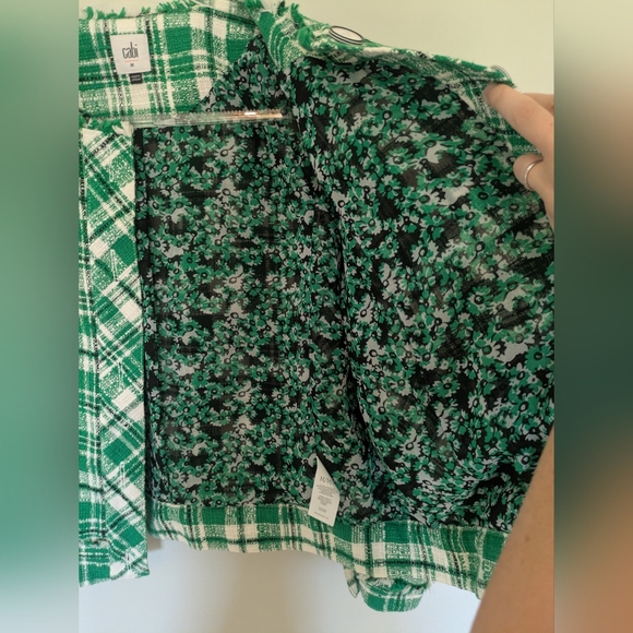 Cabi Jacket Sophia Green Plaid Tweed Button Up Library Blazer Medium Style 5653 - Picture 4 of 10